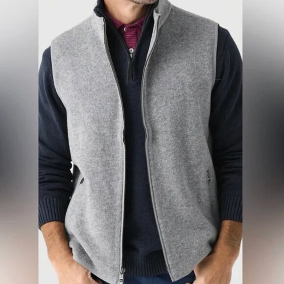 Peter Millar Crown Flex Fleece Wool Vest M British Grey NWT $495 - Picture 3 of 5